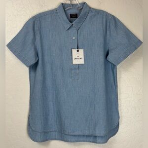 NEW UNTUCKIT The Donza 3/4 Button Chambray Tunic Preppy Boho 6 Blue‎ 1030